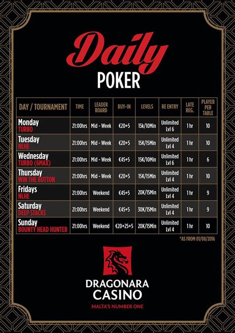 dragonara casino poker schedule